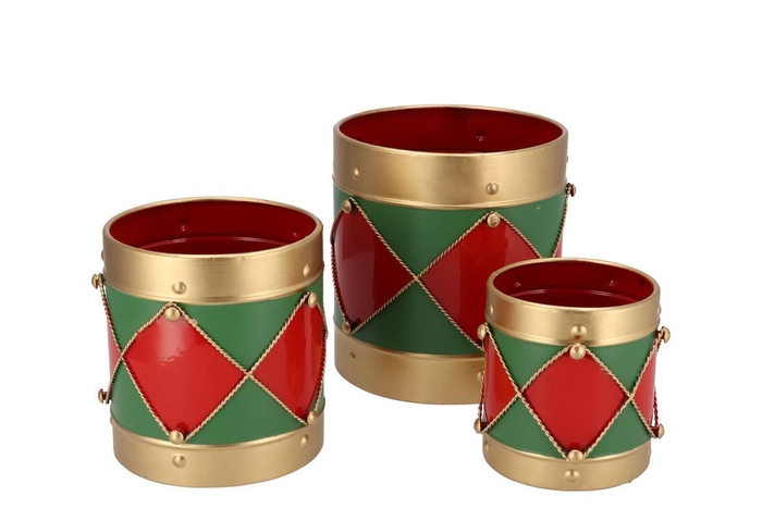 Kaya Red Pot Metal S/3 17x17/14x14/11x11cm