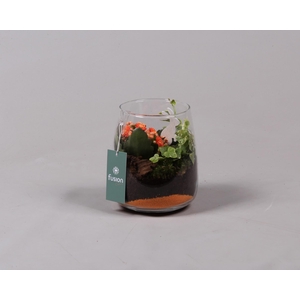 Pasen glazen windlicht Julia oranje met Arrangement D15.5