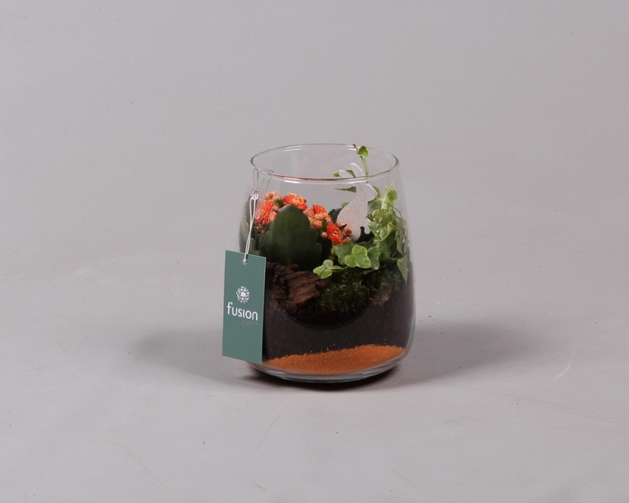 <h4>Pasen glazen windlicht Julia oranje met Arrangement D15.5</h4>