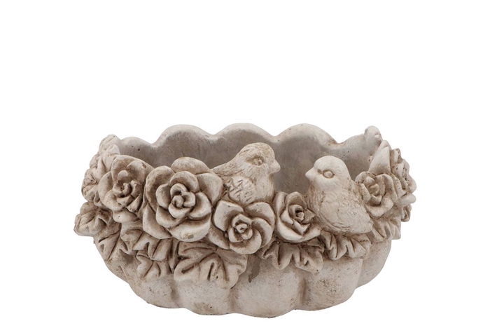 <h4>Concrete Antique Pumpkin Bird Bowl Oval 25x17x14cm Nm</h4>