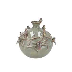 Bird Vase Tube Moss 23x23x23cm