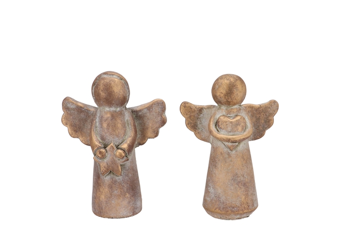 Concrete Golden Angel Star/hearts Ass 15x7x20cm