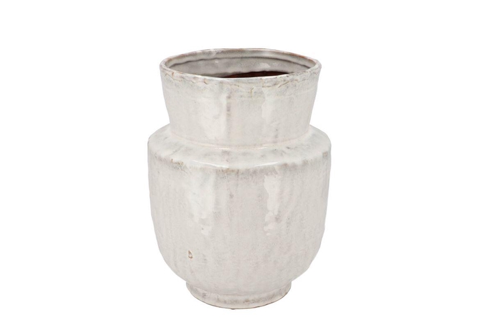 Iron Stone White Vase 21x21x27cm