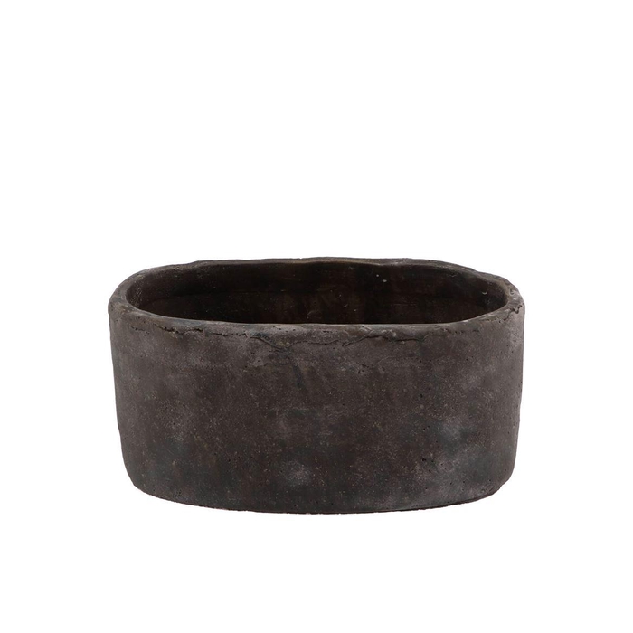 <h4>Iron Stone Grey Oval Pot 28x16x13cm</h4>