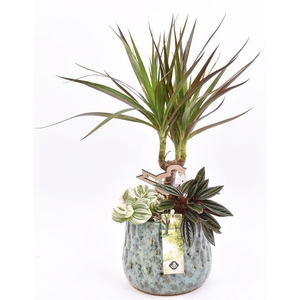 Keramiek pot gr/bl 14/16cm