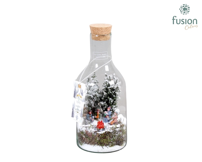 <h4>Green Bottle met Kerstarrangement</h4>