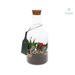 Green Bottle Fles Small met Love Arrangement