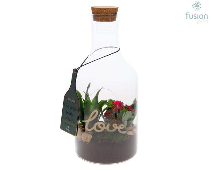 <h4>Green Bottle Fles Small met Love Arrangement</h4>