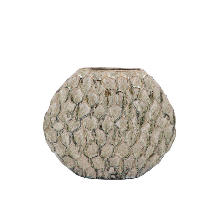 <h4>Inga Jada Green Oval Vase Active Glaze Structure 24x10x20cm</h4>