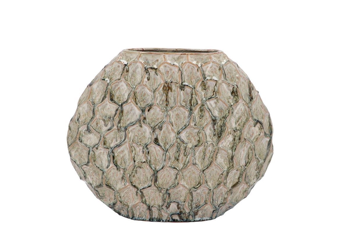 Aglio Jada Green Oval Vase Active Glaze Structure