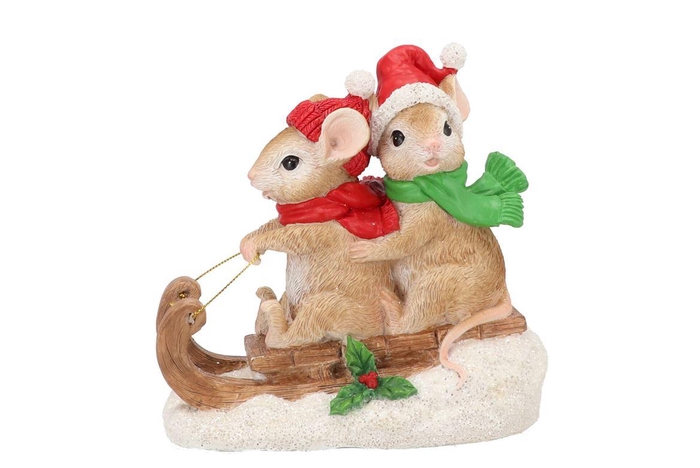 <h4>Wonderland Red Mouse Sled Deco 17x8x16cm</h4>
