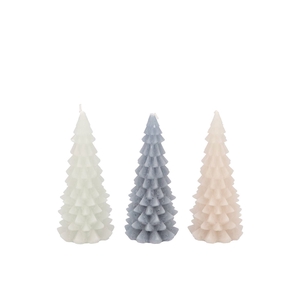 Frosty Grey Mix X-mas Tree Candle 6x12cm Ass