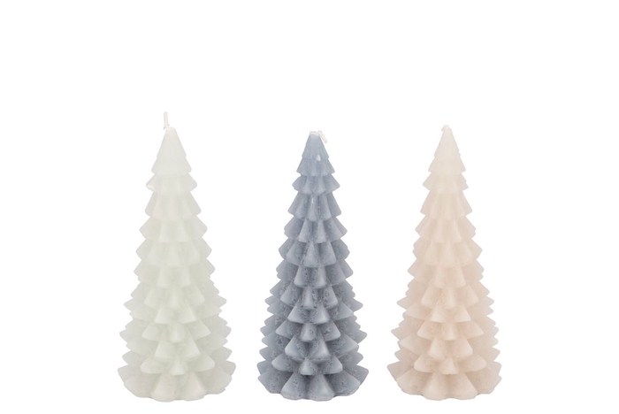 <h4>Frosty Grey Mix X-mas Tree Candle 6x12cm Ass</h4>