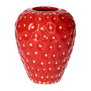 DF00-720461500 - Vase Strawberry1 d6/11.6xh14 red+yellow dots