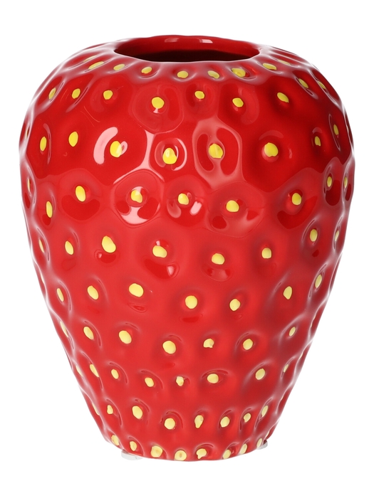 DF00-720461500 - Vase Strawberry1 d6/11.6xh14 red+yellow dots