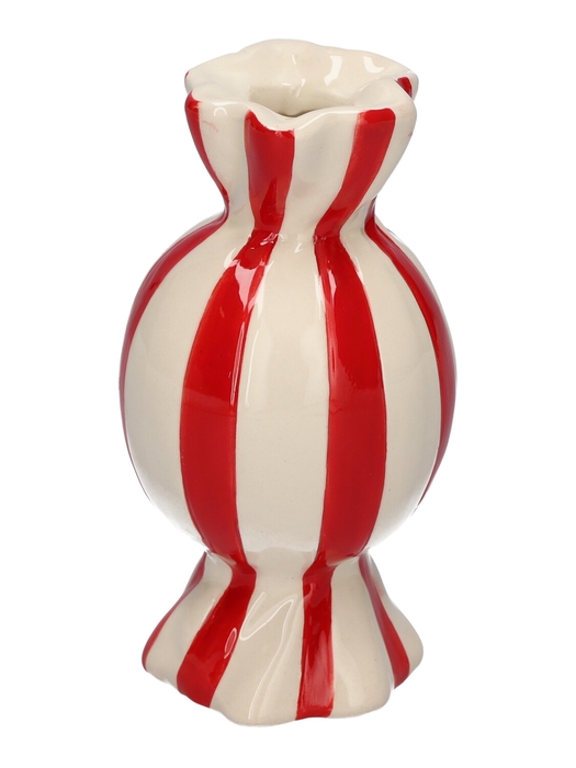 <h4>DF11-730451400 - Vase Candy1 d6xh11.5 white/red</h4>