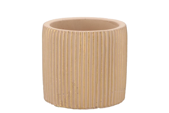 <h4>Stripes Sand Gold Cylinder Pot 11x10cm Nm</h4>