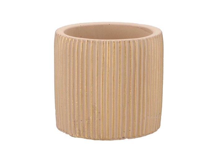 Stripes Sand Gold Cylinder Pot 11x10cm Nm