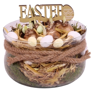 Easter Arr. Indoor Glass Bowl with Rope Ø16cm