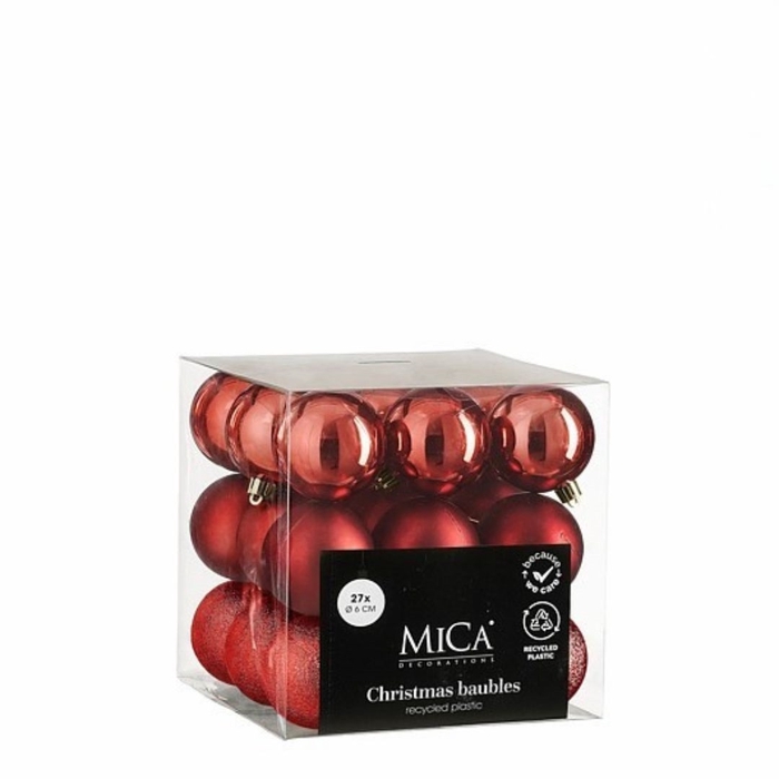 <h4>Christmas bauble Ball plastic  60mm x27 ass.</h4>