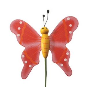 Pick Butterfly flying wood 7x8cm+50cm stick red