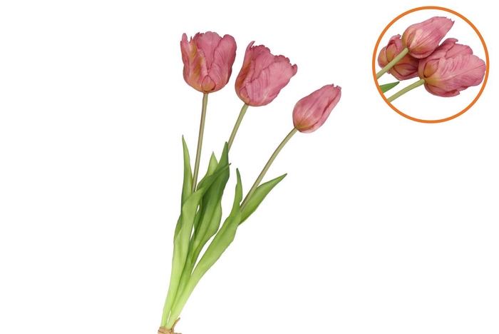 Silk Tulip Bouquet Purple 26x47cm Nm