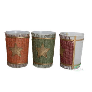 ASS. THEELICHT GLAS+JUTE