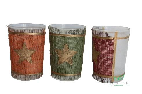 ASS. THEELICHT GLAS+JUTE