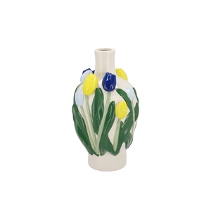 Isa Dutch Blue/yellow Vase Neck Tulip 16x16x26cm