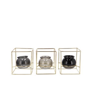 Polly Summer Grey Mix Metal Rack Square Glass Ass