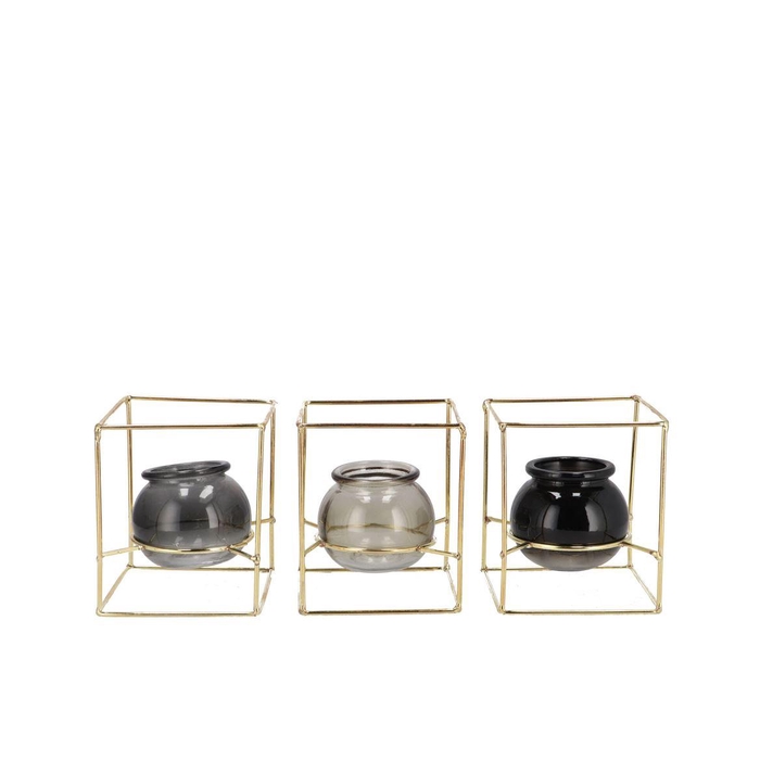 <h4>Polly Summer Grey Mix Metal Rack Square Glass Ass</h4>