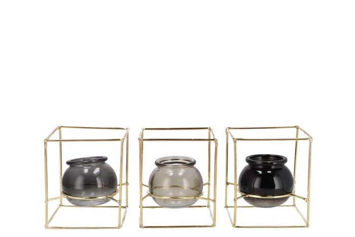Polly Summer Grey Mix Metal Rack Square Glass Ass