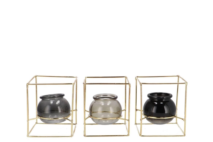 <h4>Polly Summer Grey Mix Metal Rack Square Glass Ass 11x11x13cm</h4>