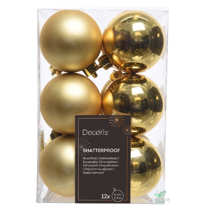 <h4>KERSTBAL PLASTIC 60MM 12PCS LIGHTGOLD</h4>