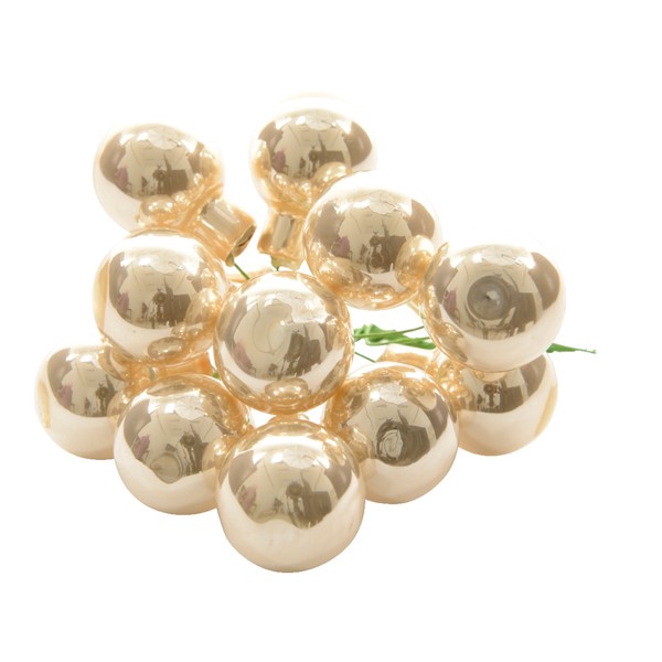 KERSTBAL GLASS 20MM ON WIRE 144PCS PEARL