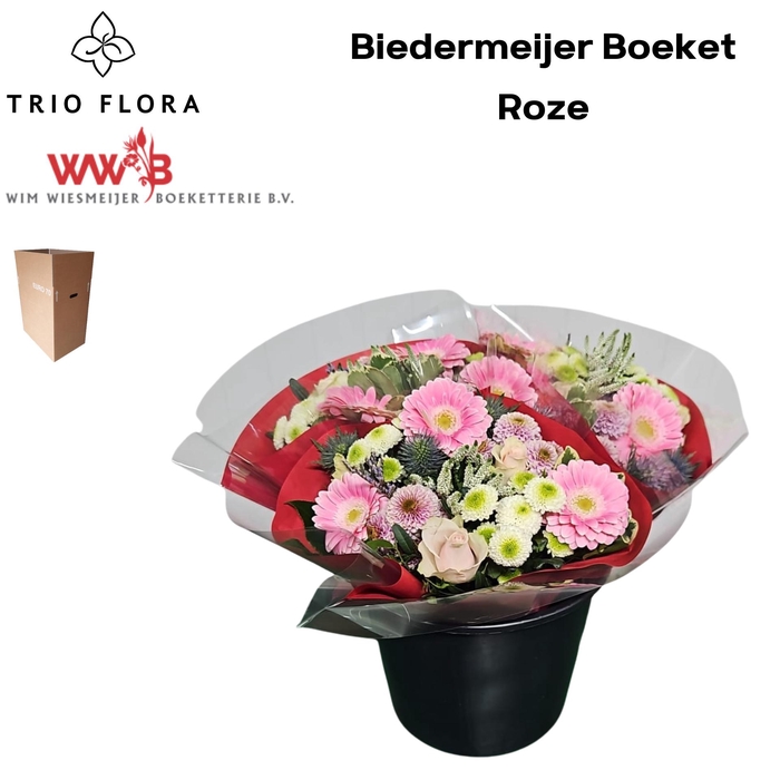 <h4>Boeket Biedermeijer Aqua Box Roze</h4>