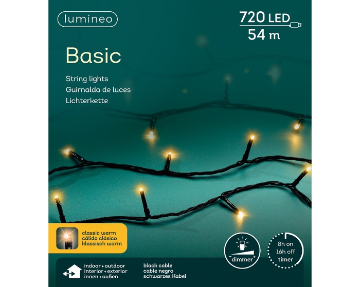 LED BASIC BUITEN BLACK CABLE - 720LAMPS KLASSIEKWARMWHITE 5400CM