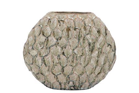 <h4>Inga Jada Green Oval Vase Active Glaze Structure 3</h4>