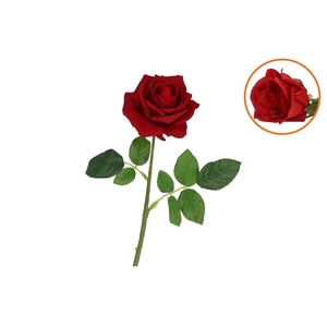 Silk Open Rose Red Real Touch 43cm