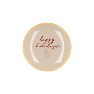 Plate Round Happy Holidays 18x18x2cm