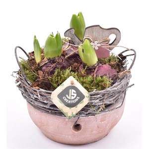 Cement schaal met wilg rand 18cm