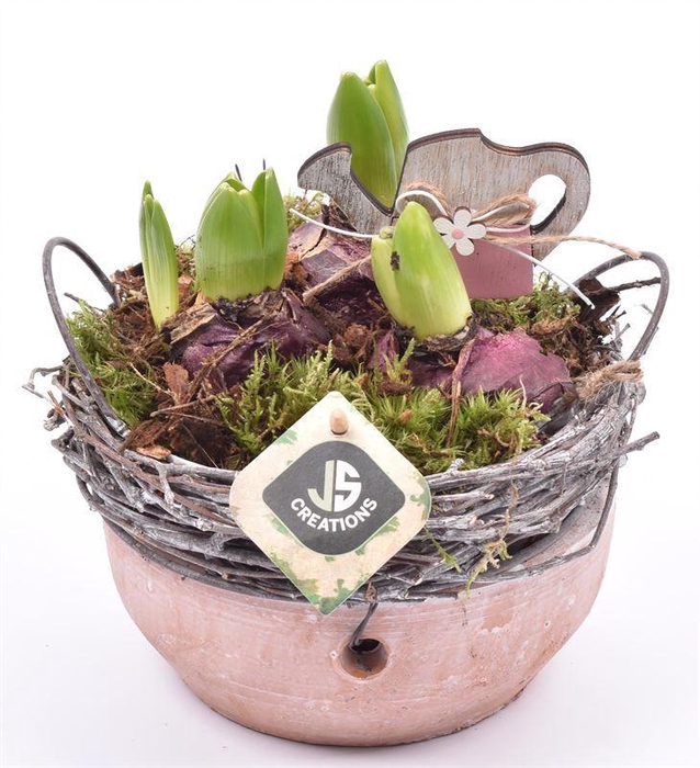 <h4>Cement schaal met wilg rand 18cm</h4>