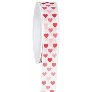 Lint Harten geluk 25mmx18mtr rood/w