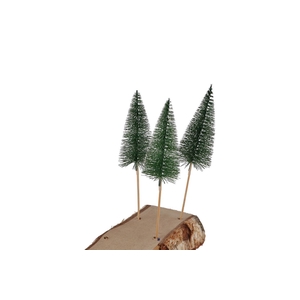 Pick Kerstboom+sneeuw 10+12cm Stok P/24