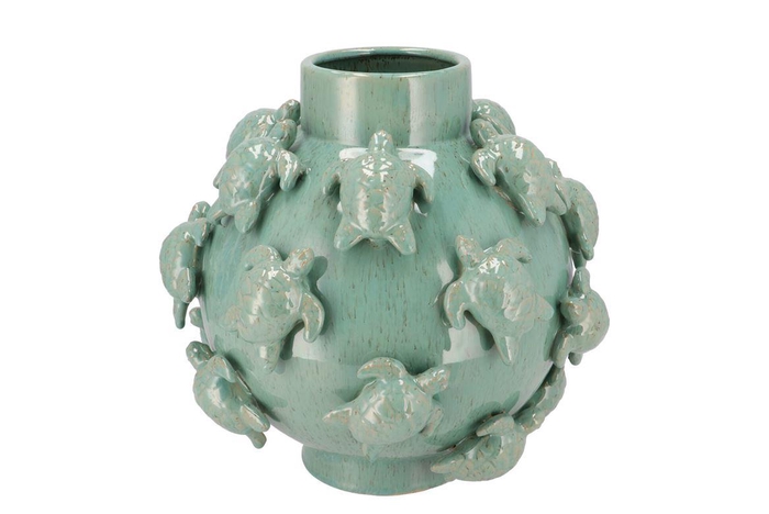 Pearl Sea Green Vase Turtle 32x32x30cm Nm