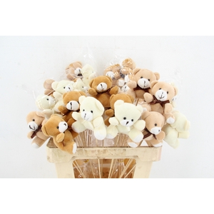 Stick Teddy 8cm Mix 3 Clrs