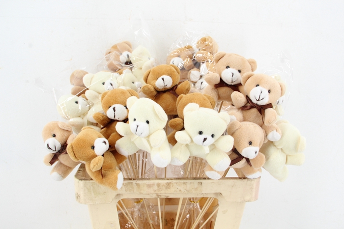 <h4>Stick Teddy 8cm Mix 3 Clrs</h4>