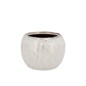 Iron Stone White Ball Pot 16x16x12cm