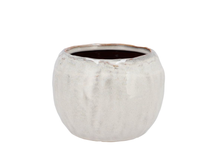 <h4>Iron Stone White Ball Pot 16x16x12cm</h4>