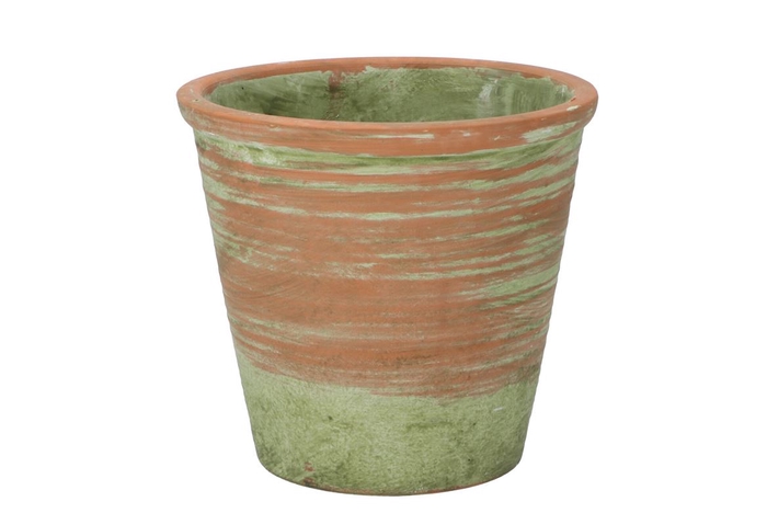<h4>Cement Pot Oud Groen Rood 20x18cm</h4>